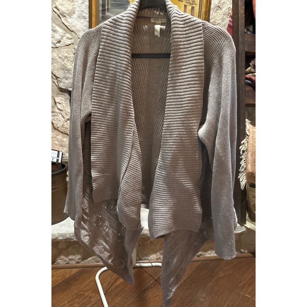Matilda Jane Women's Gray Knit‎ Drape Front Cardigan Sweater Size XL